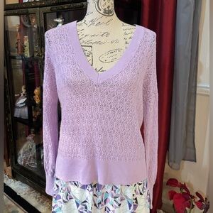 Halogen Lavender V Neck Sweater